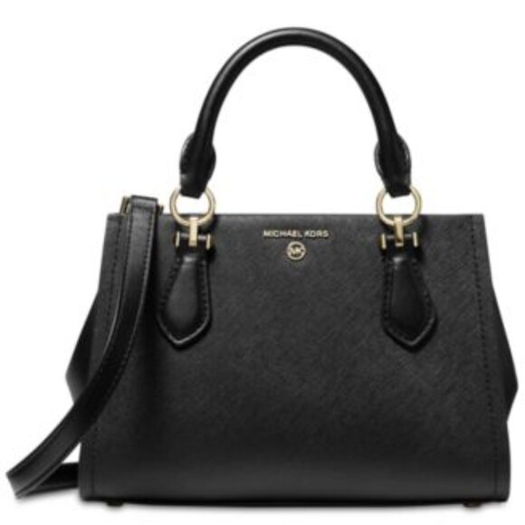 NWT ✅ Michael Kors MARILYN BLACK Medium Saffiano Leather Satchel ✨ NWT - Picture 1 of 17